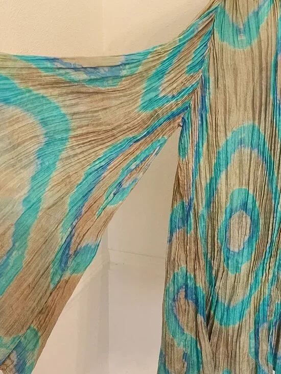 Sister Max Flared Sleeve Silk Bohemian Pleated Top Cardigan Medium Dyed Design - Picture 10 of 12